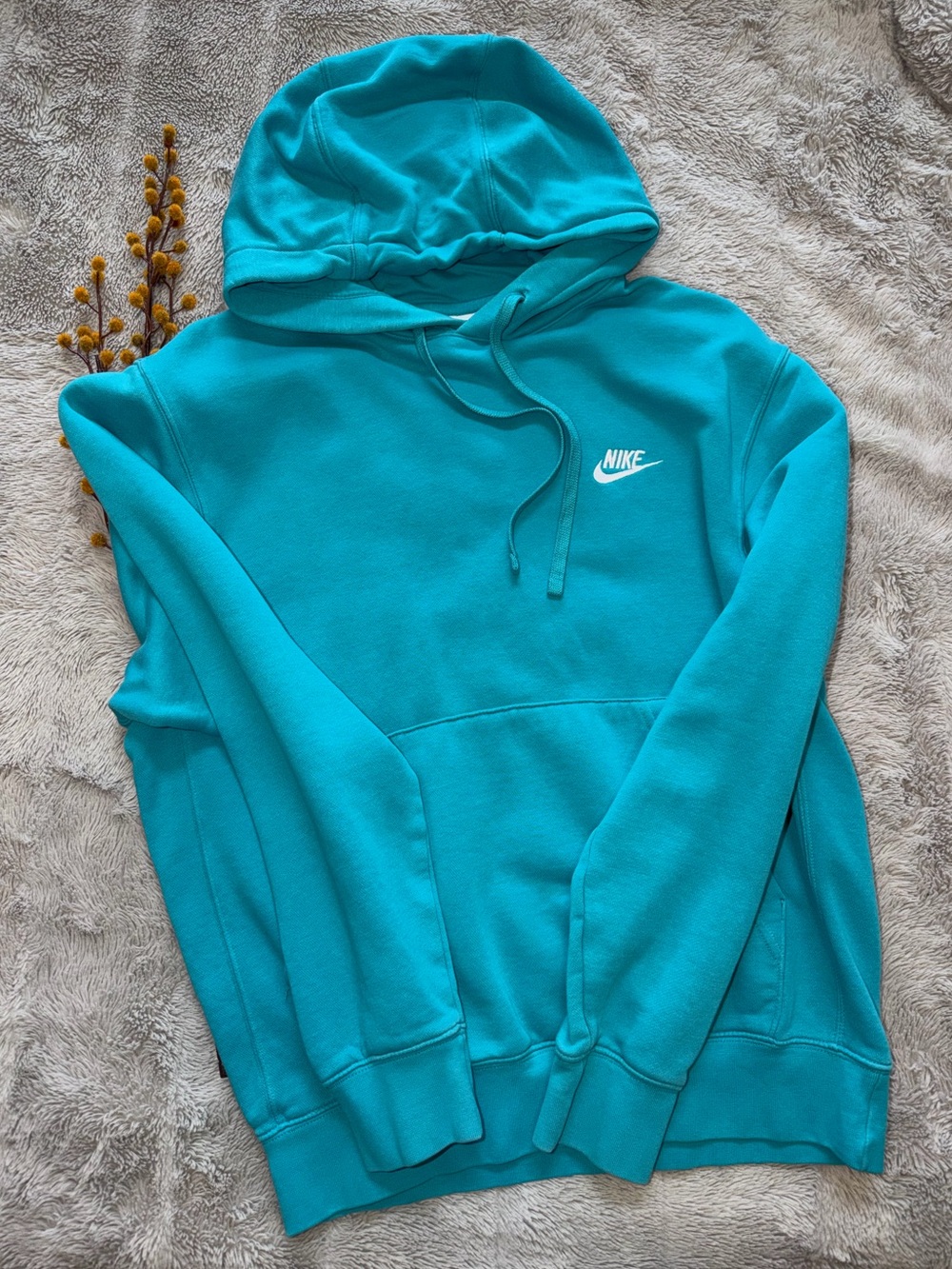 Nike Women's Teal Pullover Hoodie with Small Logo